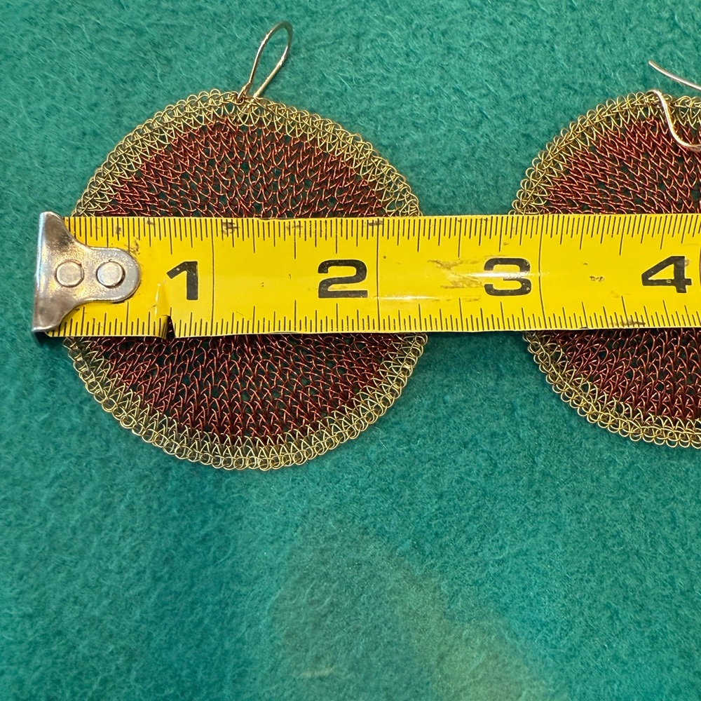 Brass and Copper Knitted Wire Hoop Earrings Hand Made in Bali🌸 - Picture 3 of 4